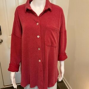 New, Perfectly Oversized Blumin Ribbed Top, Several Sizes/ Red
